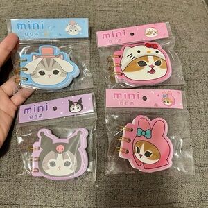 4 pack Mofusand X Sanrio mini writing pads